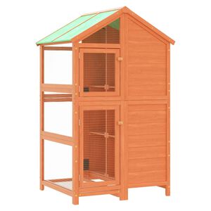 vidaXL barna t&ouml;m&ouml;r fenyőfa mad&aacute;rh&aacute;z 97 x 81 x 152 cm