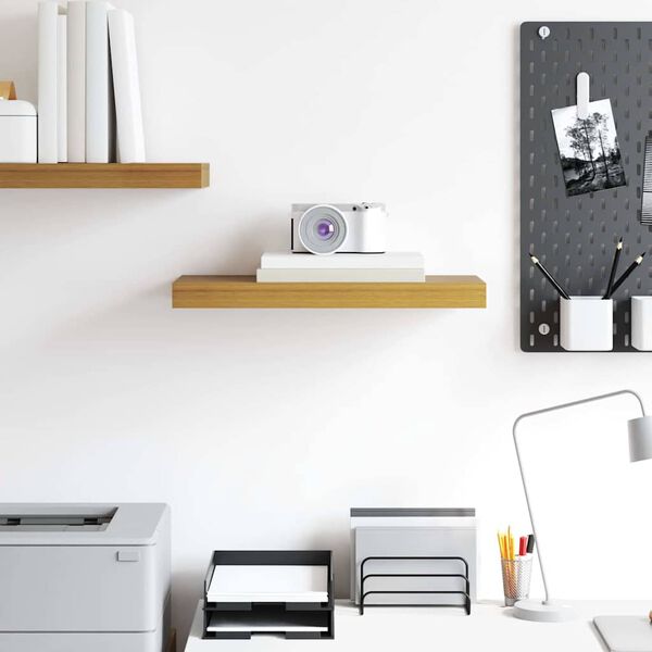 vidaXL Falpolc Falra szerelhető t&aacute;rol&oacute;val B&eacute;zs 50 x 23 x 4 cm Faanyag