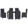 vidaXL Kert &eacute;tkező szett p&aacute;rn&aacute;val 7 pcs Fekete polirattan