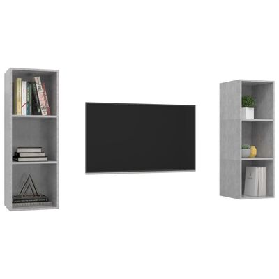 vidaXL 2 db betonszürke forgácslap falra szerelhető TV-szekrény