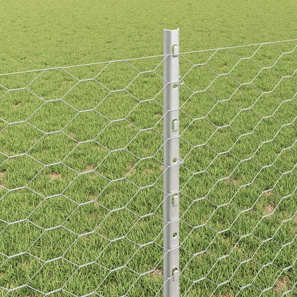 vidaXL Kerítés és Oszlop Ezüst 0,8 x 10 m Acél