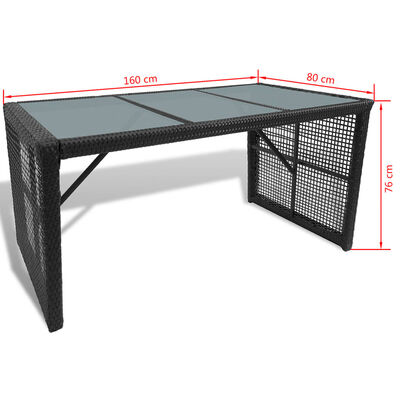 vidaXL fekete polyrattan sörözőasztal 2 paddal 160 cm