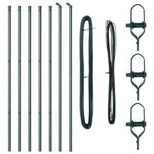 vidaXL Kerítoszlopok 7 pcs Zöld Ø32mm 150 cm Horganyzott acél