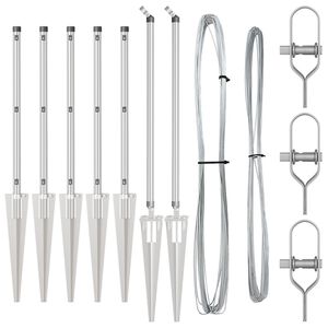 vidaXL Kerítoszlopok 7 pcs Ezüst Ø32mm 120 cm Horganyzott acél
