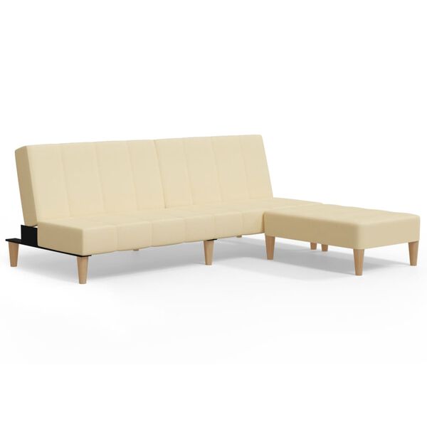 vidaXL k&eacute;tszem&eacute;lyes kr&eacute;msz&iacute;nű sz&ouml;vet kanap&eacute;&aacute;gy zs&aacute;mollyal