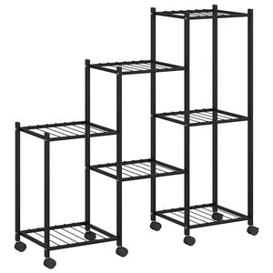 vidaXL fekete vas vir&aacute;gtart&oacute; &aacute;llv&aacute;ny kerekekkel 83 x 25 x 83,5 cm