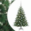 vidaXL Műkar&aacute;csonyfa g&ouml;mbbel 150 cm 150 LED Meleg feh&eacute;r PVC &eacute;s f&eacute;m