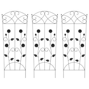 vidaXL Kerti Ker&iacute;t&eacute;s 3 db Fekete 110,5 x 42,5 cm Ac&eacute;l