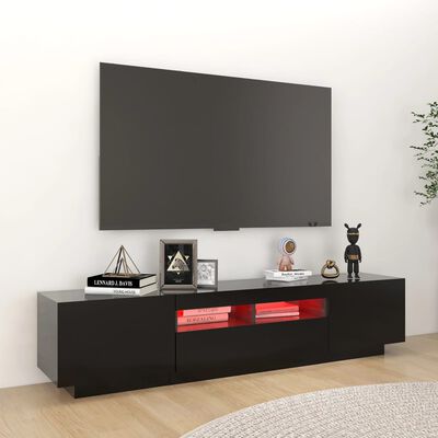 vidaXL fekete TV-szekrény LED-lámpákkal 180 x 35 x 40 cm