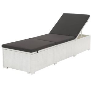 vidaXL feh&eacute;r polyrattan napoz&oacute;&aacute;gy fekete p&aacute;rn&aacute;val
