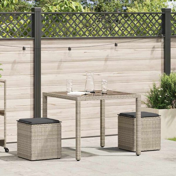 vidaXL 2 db vil&aacute;gossz&uuml;rke polyrattan kerti sz&eacute;k p&aacute;rn&aacute;val 40x40x43 cm