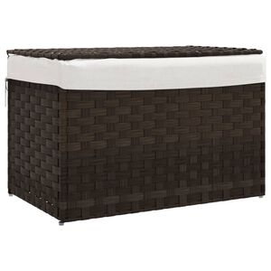 vidaXL s&ouml;t&eacute;tbarna polyrattan szennyeskos&aacute;r fed&eacute;llel 55,5 x 35 x 34 cm