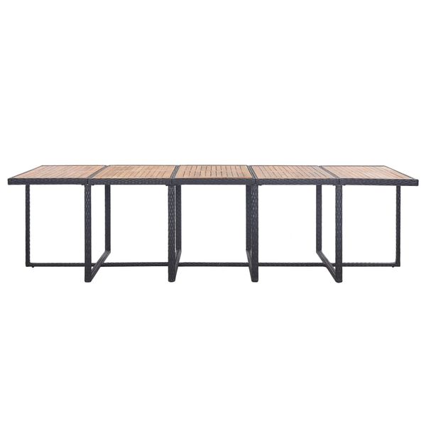 vidaXL 15 részes fekete polyrattan kültéri étkezőgarnitúra párnákkal