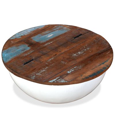 vidaXL fehér tál alakú újrahasznosított fa dohányzóasztal
