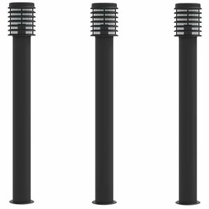vidaXL 3 db fekete rozsdamentes ac&eacute;l k&uuml;lt&eacute;ri &aacute;ll&oacute;l&aacute;mpa 110 cm
