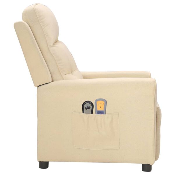vidaXL krémszínű szövet elektromos masszázsfotel
