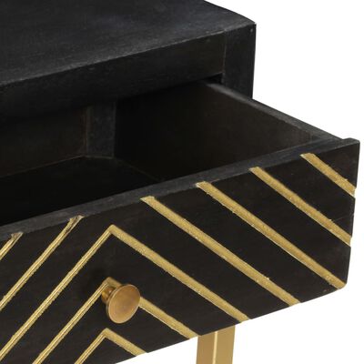 vidaXL fekete és aranyszínű tömör mangófa tálalóasztal 90 x 30 x 75 cm