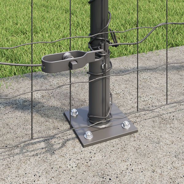 vidaXL Ker&iacute;t&eacute;s oszlopokkal Sz&uuml;rke 1,4 x 10 m Ac&eacute;l &eacute;s PVC