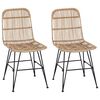 vidaXL &Eacute;tkezősz&eacute;k 2 pcs Term&eacute;szetes 41 x 55 x 85 cm Rattan &eacute;s ac&eacute;l