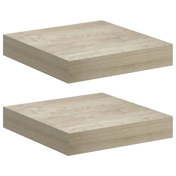 vidaXL 2 db tölgyszínű MDF lebegő fali polc 23 x 23,5 x 3,8 cm