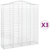 vidaXL 3 db &iacute;ves horganyzott vas gabion kos&aacute;r 200x50x220/240 cm