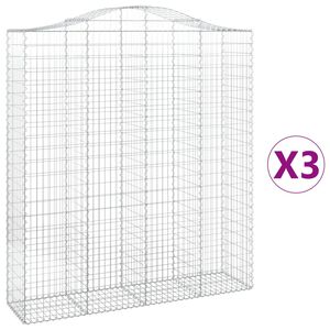 vidaXL 3 db &iacute;ves horganyzott vas gabion kos&aacute;r 200x50x220/240 cm