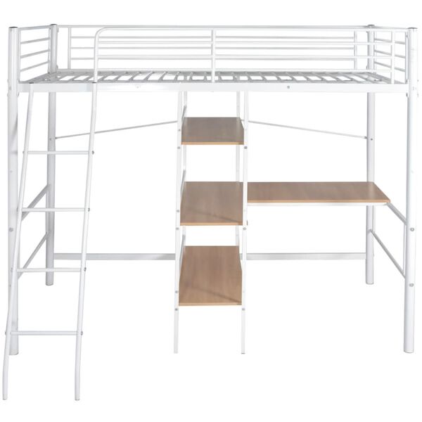 vidaXL feh&eacute;r &eacute;s barna f&eacute;m emeletes &aacute;gy asztallal 90 x 200 cm