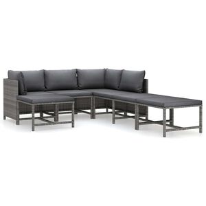 vidaXL 7 r&eacute;szes sz&uuml;rke polyrattan kerti &uuml;lőgarnit&uacute;ra p&aacute;rn&aacute;kkal