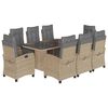 vidaXL 9 r&eacute;szes vegyes b&eacute;zs polyrattan kerti &eacute;tkezőgarnit&uacute;ra p&aacute;rn&aacute;kkal