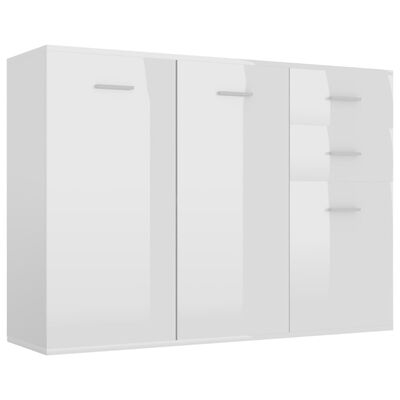 vidaXL magasfényű fehér forgácslap tálalószekrény 105 x 30 x 75 cm