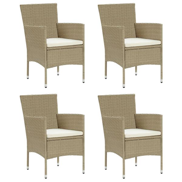 vidaXL 5 r&eacute;szes b&eacute;zs polyrattan kerti &eacute;tkezőgarnit&uacute;ra p&aacute;rn&aacute;kkal