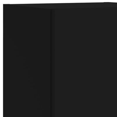 vidaXL 7 darabos fekete falra szerelhető TV-szekrényszett LED-ekkel