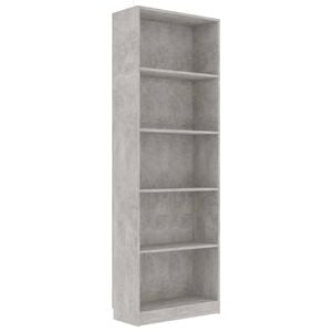 vidaXL 5-szintes betonsz&uuml;rke szerelt fa k&ouml;nyvszekr&eacute;ny 60 x 24 x 175 cm