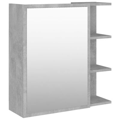 vidaXL betonszürke forgácslap tükrös fürdőszobaszekrény 62,5x20,5x64cm