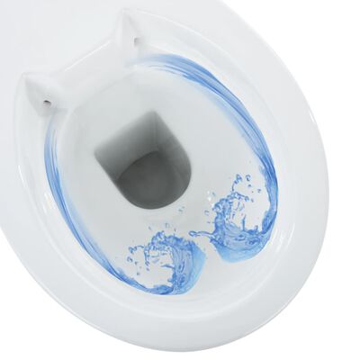 vidaXL fehér kerámia perem nélküli magas WC finoman záródó fedéllel