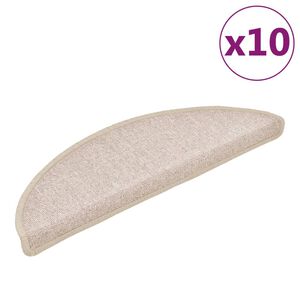 vidaXL 10 db lépcsőszőnyeg 56 x 17 x 3 cm bézs félkör alakú
