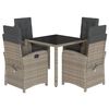 vidaXL 5 r&eacute;szes sz&uuml;rke polyrattan kerti &eacute;tkezőgarnit&uacute;ra p&aacute;rn&aacute;val