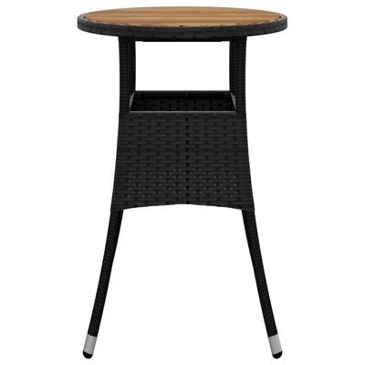 vidaXL fekete akácfa és polyrattan kerti asztal Ø60 x 75 cm