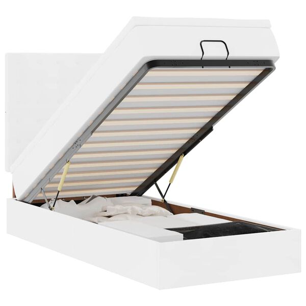 vidaXL Ottomán ágykeret matraccal Fehér 90x190cm műbőrrel