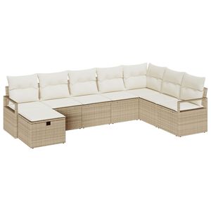 vidaXL Kanap&eacute; Szett p&aacute;rn&aacute;val t&aacute;rol&oacute;val Beige &eacute;s kr&eacute;m polirattan