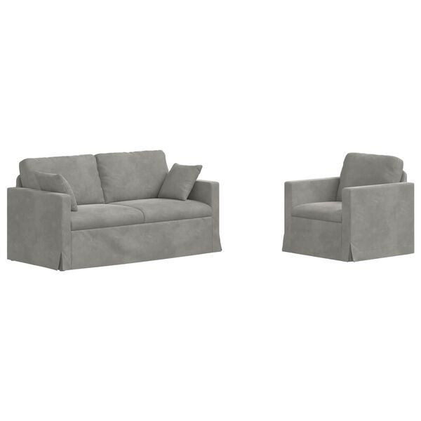vidaXL Kanap&eacute; Szett 2 pcs Vil&aacute;gossz&uuml;rke 158 x 78 x 80 cm B&aacute;rsony