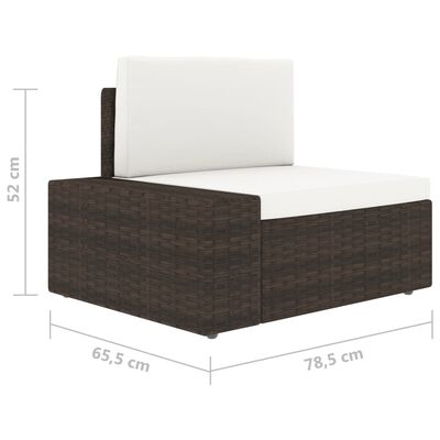vidaXL 3 személyes barna elemes polyrattan kanapé