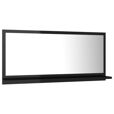 vidaXL magasfényű fekete forgácslap fürdőszobai tükör 80x10,5x37 cm