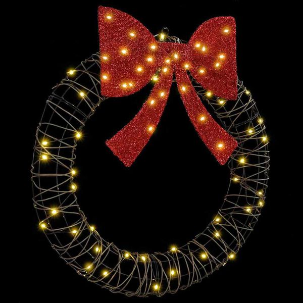 vidaXL Koszor&uacute; 60 LED-del Meleg feh&eacute;r 76 x 76 x 8 cm Rattan