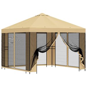 vidaXL Kerti pavilon oldalfalakkal 3 x 3 m Kr&eacute;msz&iacute;nű