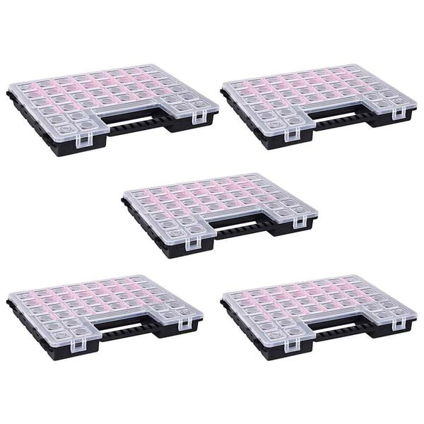 vidaXL 5 db műanyag t&aacute;rol&oacute;doboz &aacute;ll&iacute;that&oacute; elv&aacute;laszt&oacute;kkal 385x283x50 mm
