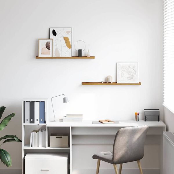 vidaXL Falpolc polcokkal t&aacute;rol&oacute;val 2 pcs B&eacute;zs 80 x 9 x 3 cm Faanyag