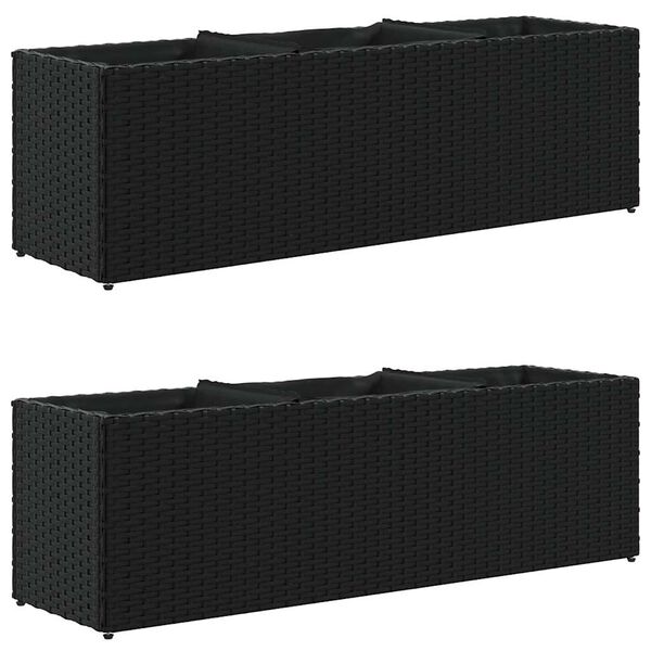 vidaXL 2 db fekete polyrattan kerti &uuml;ltetől&aacute;da 3 cser&eacute;ppel 105x30x32cm