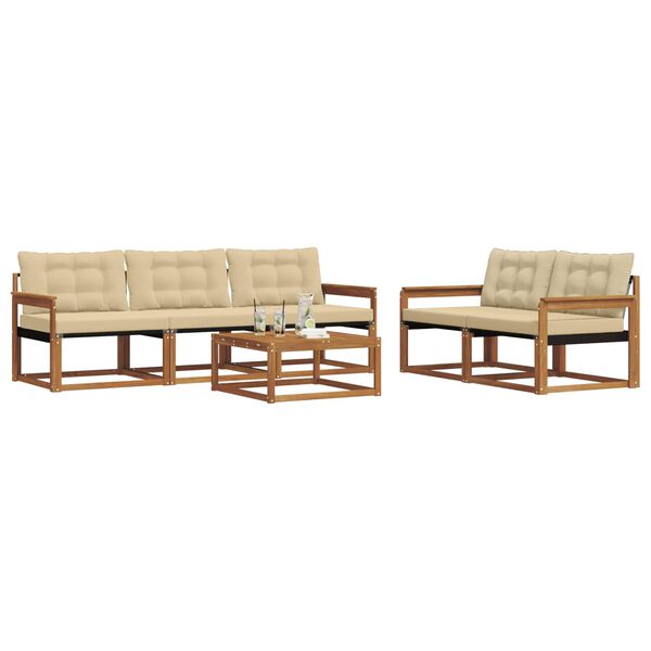 vidaXL K&uuml;lt&eacute;ri kanap&eacute; szett p&aacute;rn&aacute;val 6 pcs Term&eacute;szetes &eacute;s b&eacute;zs