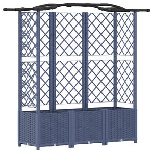 vidaXL Magas&iacute;tott &Aacute;gy Trellis-szel &eacute;s Tetővel Sz&uuml;rke 163 x 40 x 138 cm
